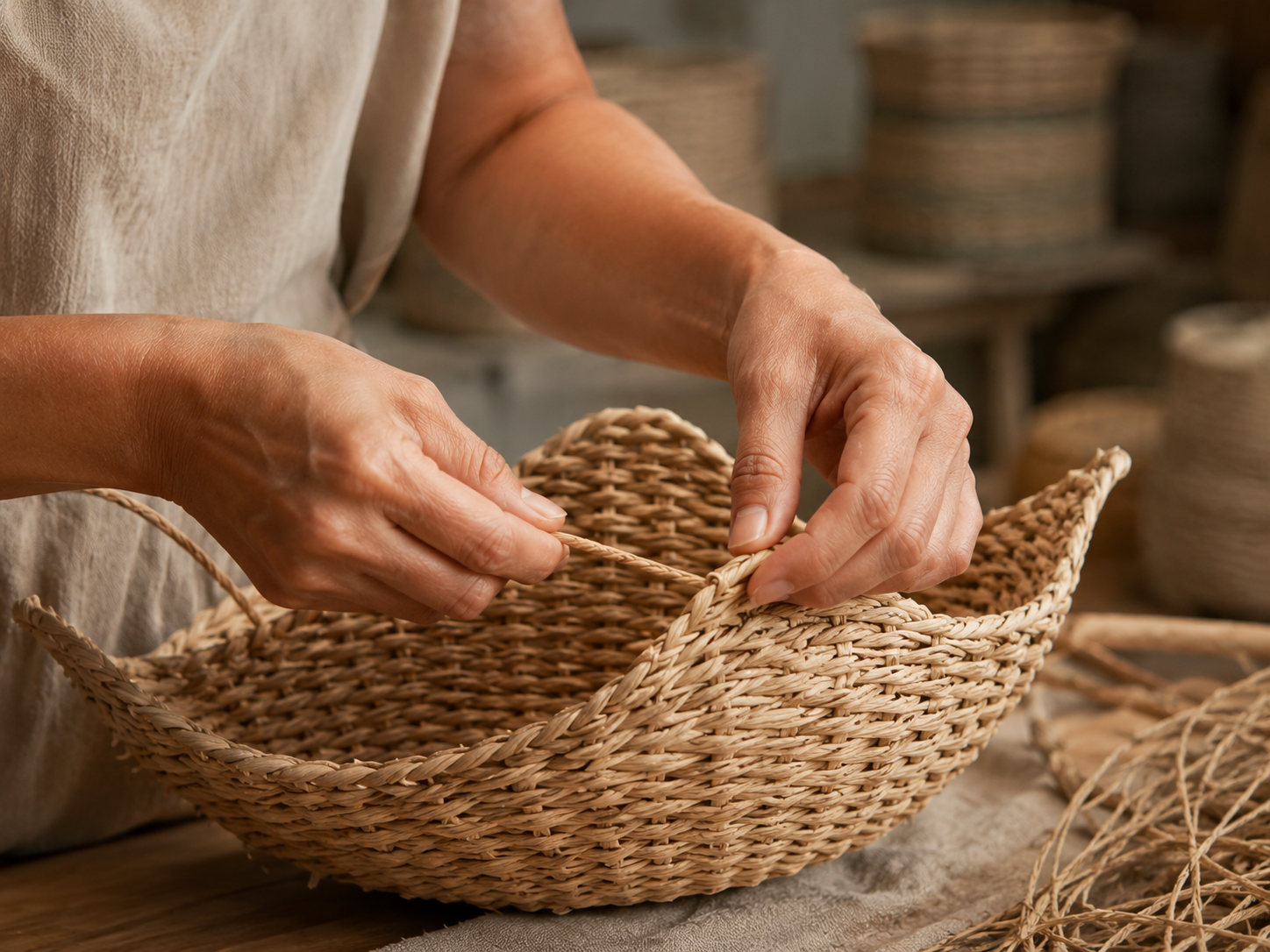 Woven rattan-look
