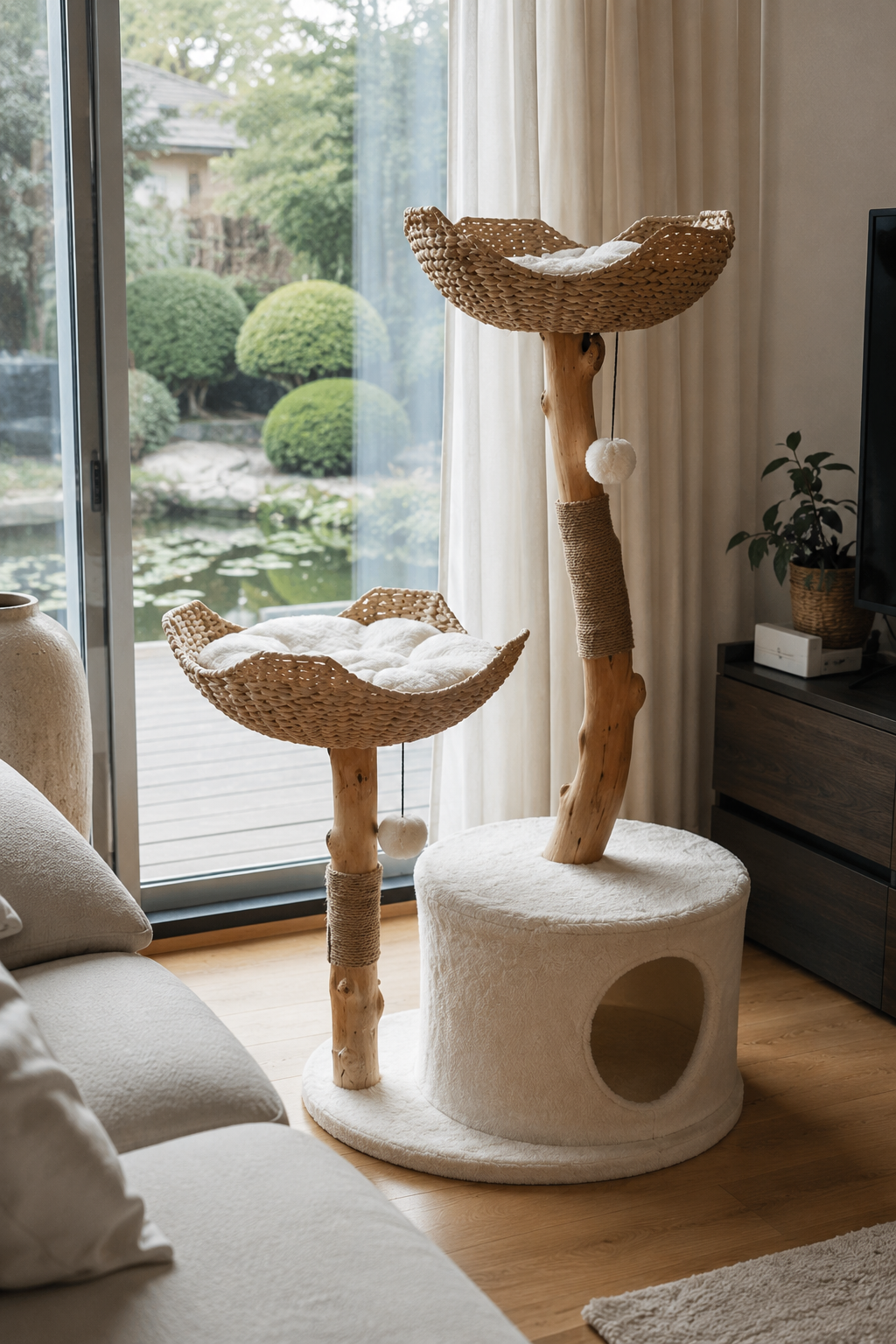 A cat resting in a warm modern interior